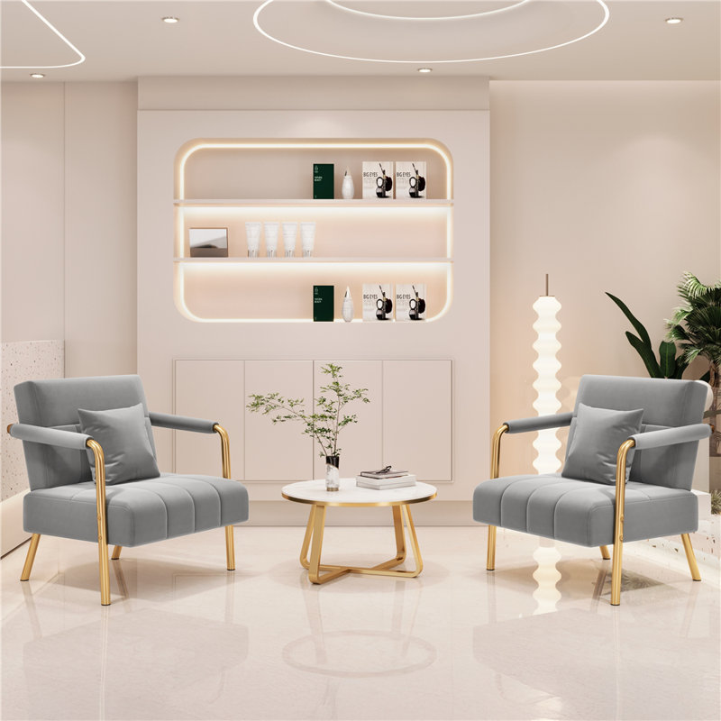 Upholstered Armchair, Light Grey