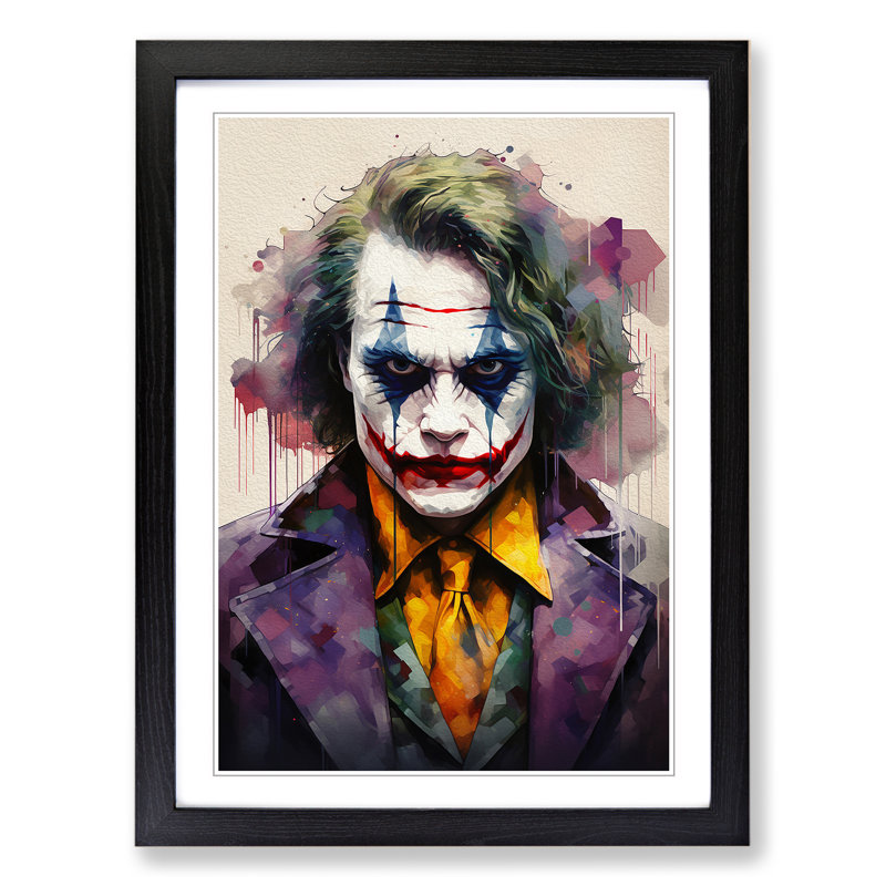 XYZ-FRM-V1223-3915 Joker Geometric - Single Picture Frame Print on Wood, Black , 46cm H x 34cm W x 2cm D