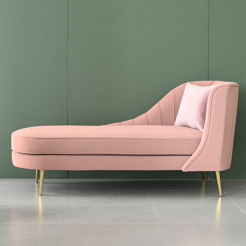 Chaise longue rembourrée en bois massif, Accoudoir à droite (vu de face)