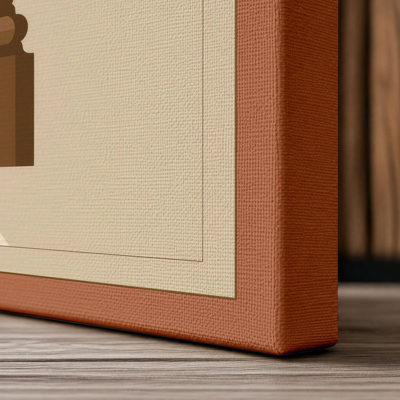 Wooden Queen Minimalist - Wrapped Canvas, 24x16 - 61.0 x 40.6 cm, Terracotta Border