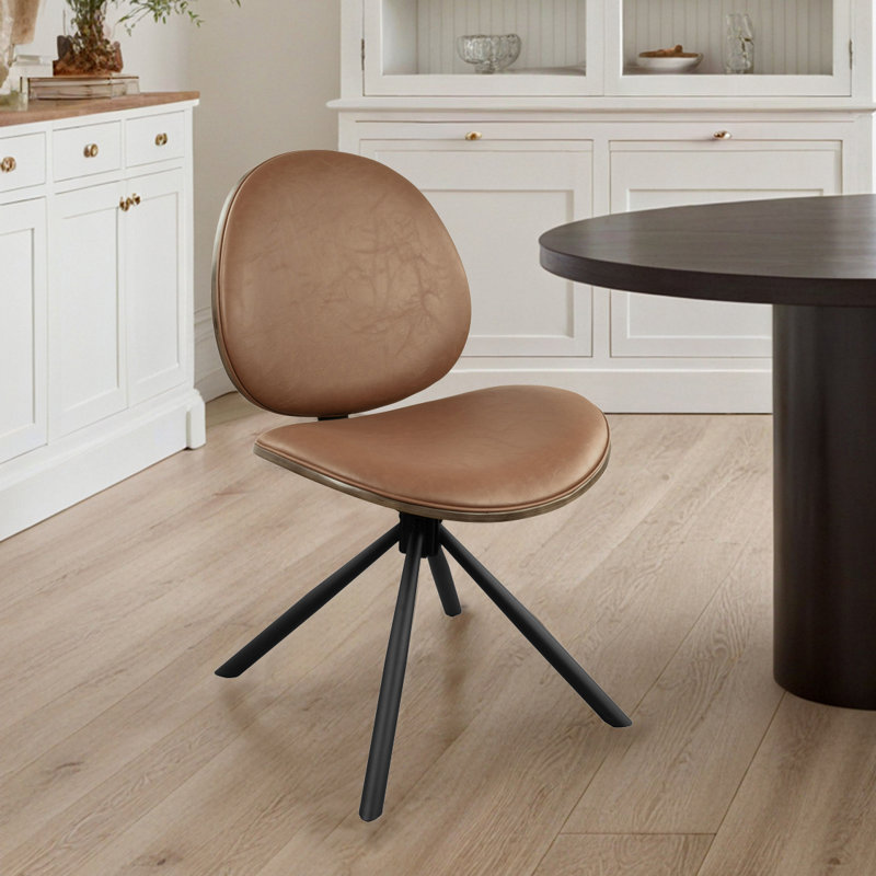 Chaise d'appoint en similicuir brun et noir, Brun
