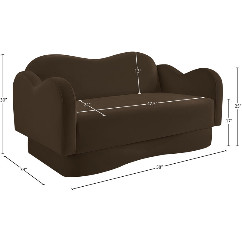 Causeuse Redwan, Velours brun