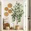 Ficus artificiel d'intérieur, grand ficus artificiel de 7 pi avec jardinière blanche et fausse mousse verte, plantes artificielles avec tronc en bois naturel et fruits réalistes pour la décoration de bureau personnel-453720648-453720653