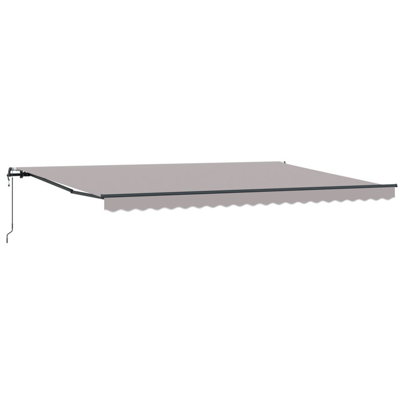 Ebern Designs Retractable Patio Awning, 500 cm W x 300 cm D, Light Grey/Grey