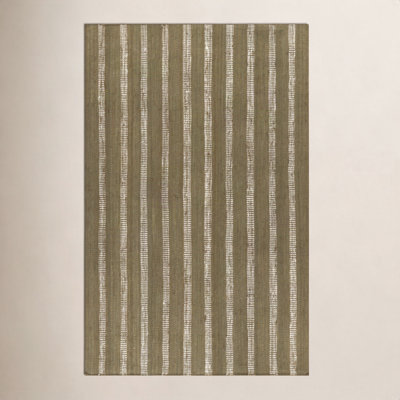Aadison Green Hand-Woven Striped Jute Rug