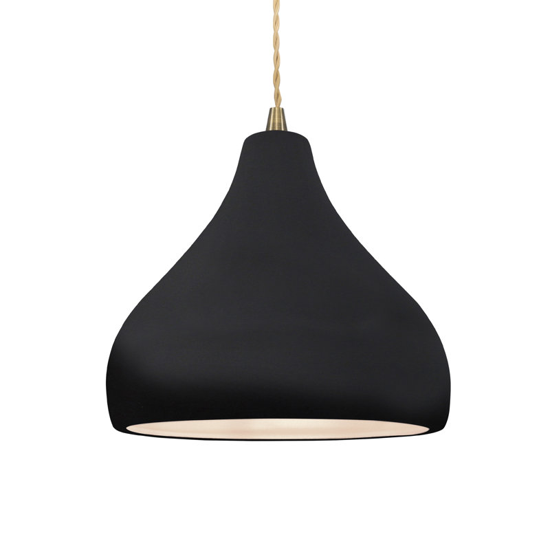Luminaire suspendu à 1 lumière Meydan - DEL, Noir brillant / blanc mat / beige, H 8 po x l 11,5 po x P 11,5 po