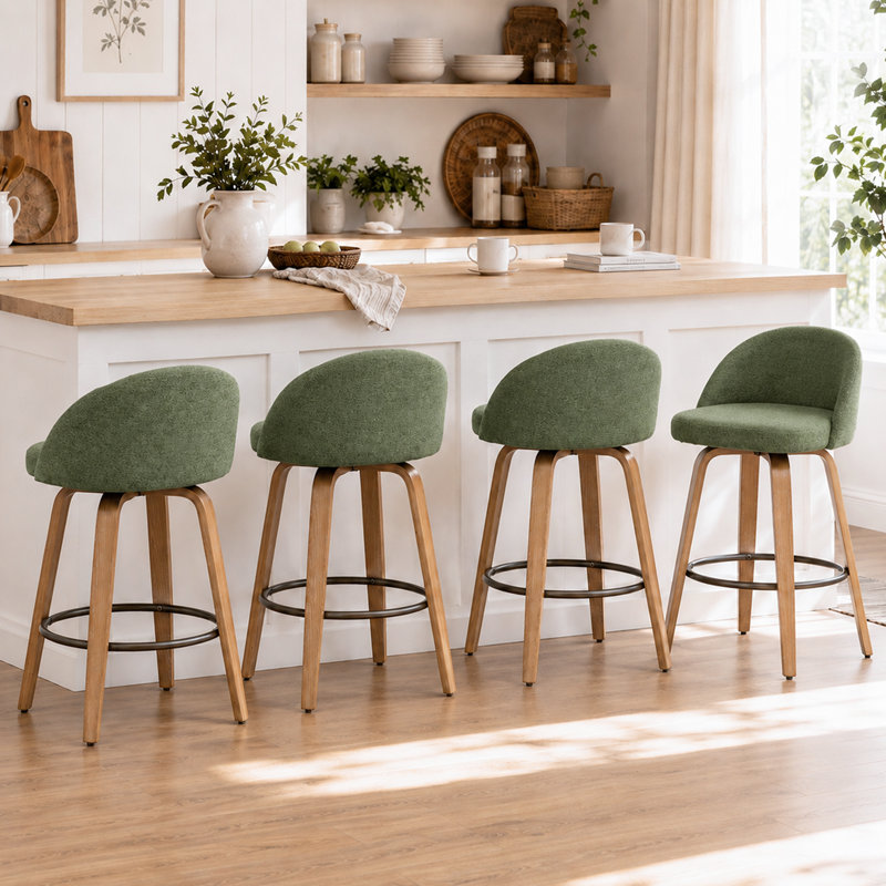 Tabourets de bar pivotants en velours Louise, Vert, Tabouret de bar (siège d'une hauteur de 30,12 po)