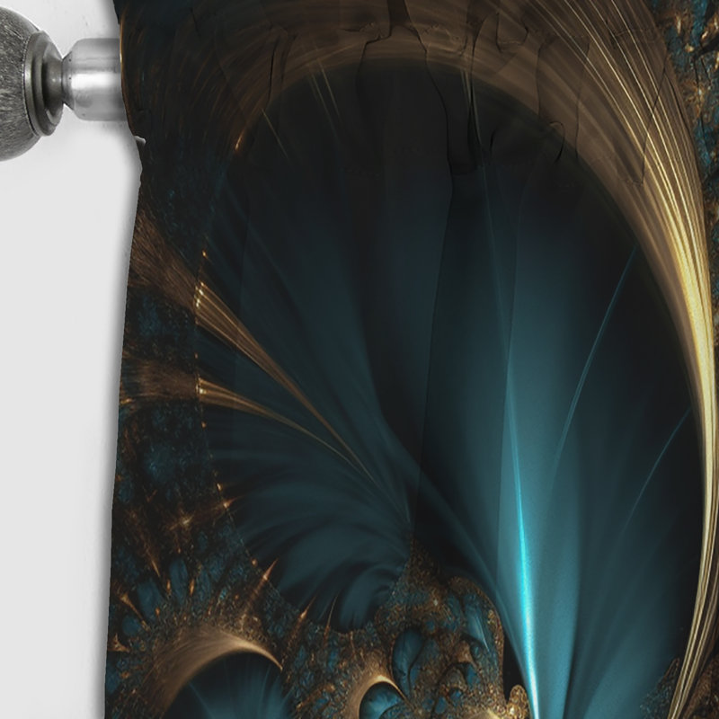 Or et bleu The Fractal capitulation I - rideau occultant abstrait fractal - 1 panneaux, L 52 po x L 108 po
