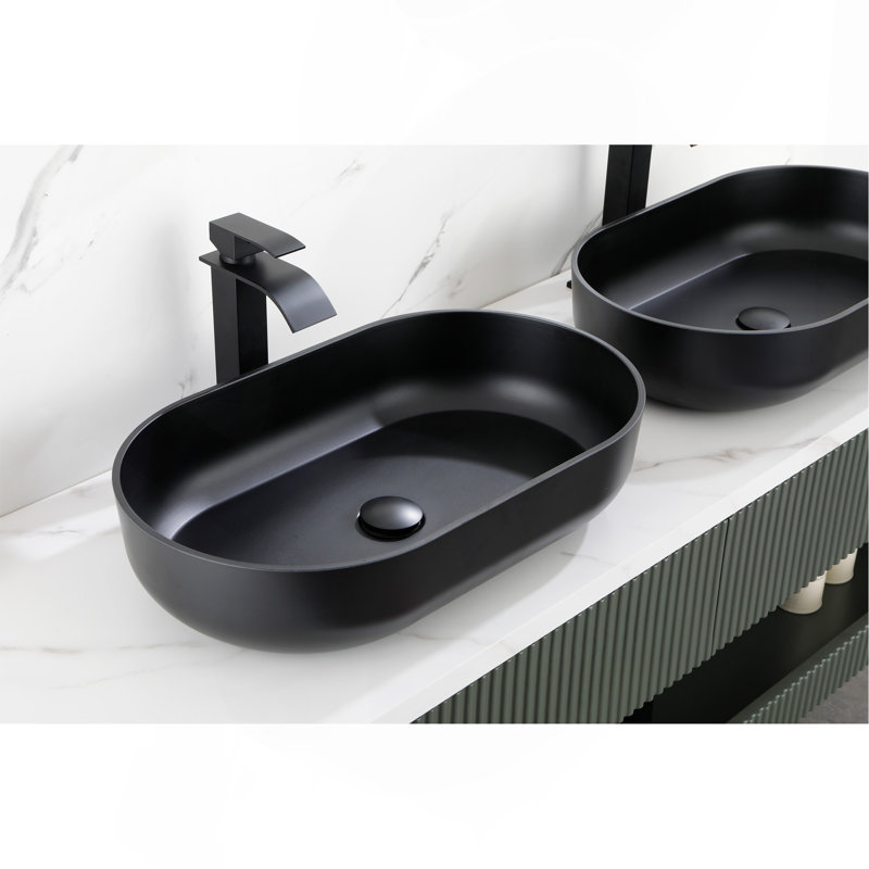 24*14*5.5  Matte Shell  Bathroom Sink, Black