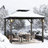 Rowan 10' X 10' Double  Hard Top Outdoor Patio Gazebo With Solar Self Powered LED Lights Per Post, Pavillian Roof