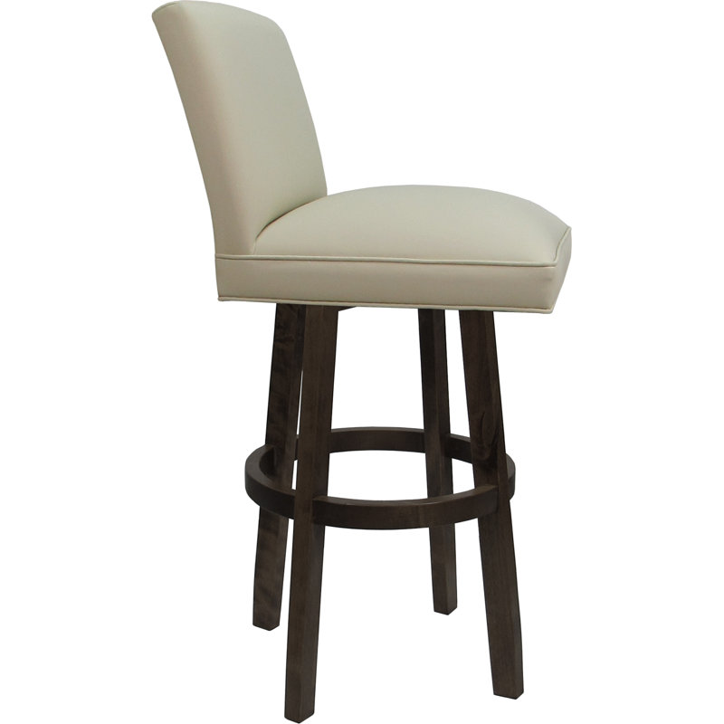 Swivel Wood Bar Stool - 30" Seat Height, Noyer foncé, Beige Océan