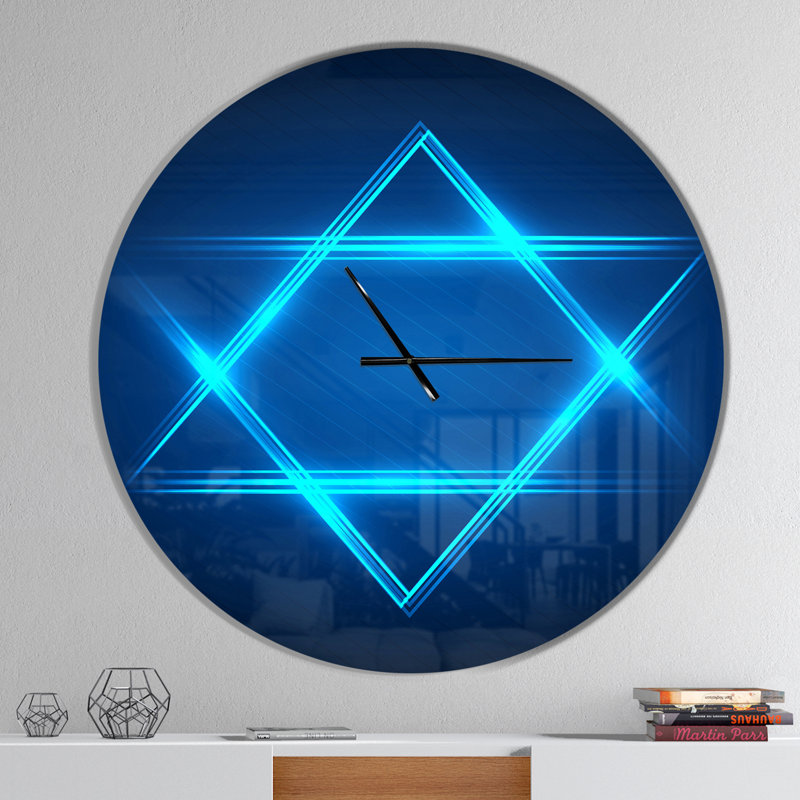 Horloge murale Neon Star of David, Surdimensionné