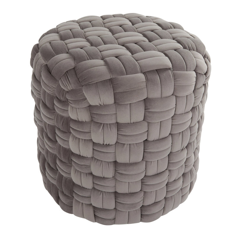 Round 16" Ottoman In Dark Grey Velvet