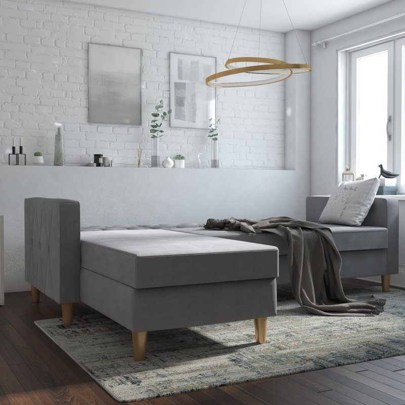 3 Seater Sofa Bed, Light Grey Chenille
