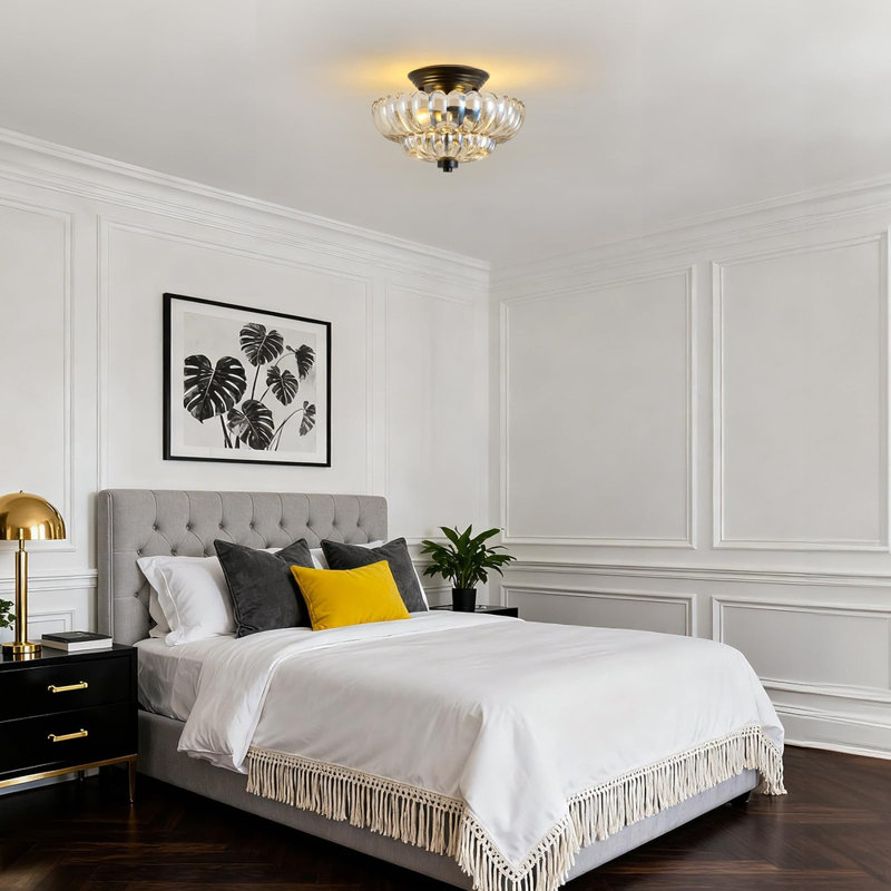 Plafonnier encastré rond noir mat 11,8 po pour la cuisine, le salon ou la chambre à coucher, Noir