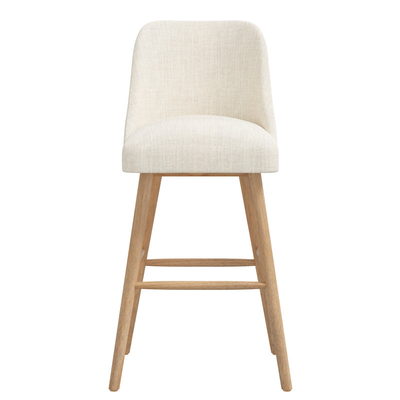 Tabouret Gallie, Tabouret de bar (siège d'une hauteur de 31 po), Bois naturel, Lin talc classique