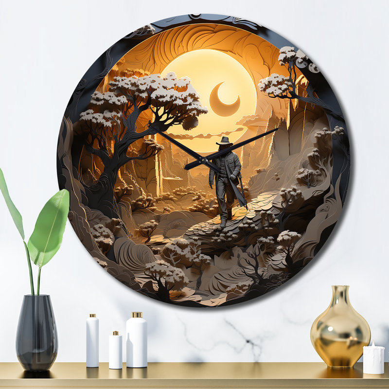 Horloge murale Western Lone Outlaw Papercut II, Grand