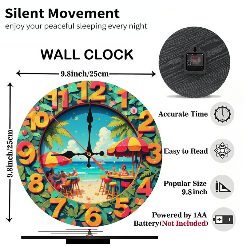 Décoration murale horloge Summer Beach Party