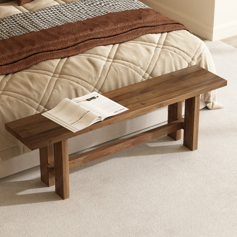 Banc en bois récupéré de 55 po de largeur, H 17,4 po x l 55 po x P 11,8 po 