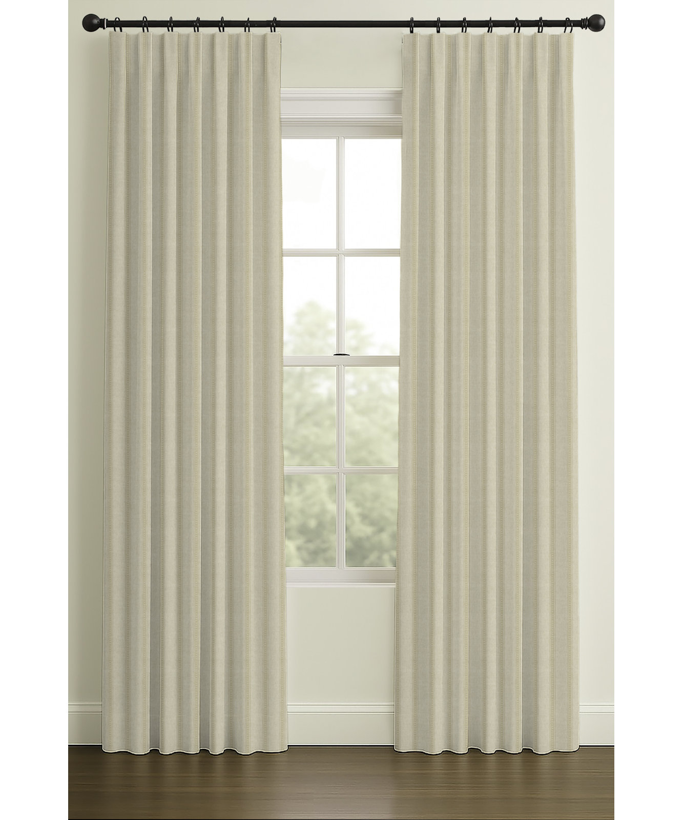 Merritt Jacquard Stripe Single-Lined Curtain, 33" W x 120" L, Cream