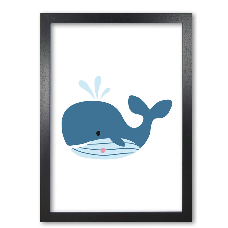 Children's Animals, Whale - Print, Black Grain Frame, 42 cm H x 30 cm W x 5 cm D