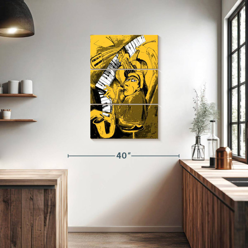 Jazz Musician Cartoon, H 38 po x l 24 po