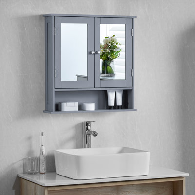 Kemp 56mm W 58mm H Wall Mounted Required Medicine Cabinet Mirror 2 Fixed
