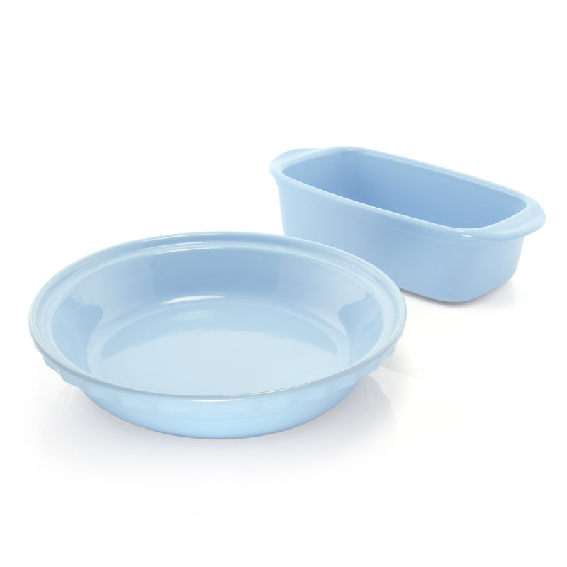 Chantal Stoneware 2 Piece Baker Bakeware Set, Glacier Blue