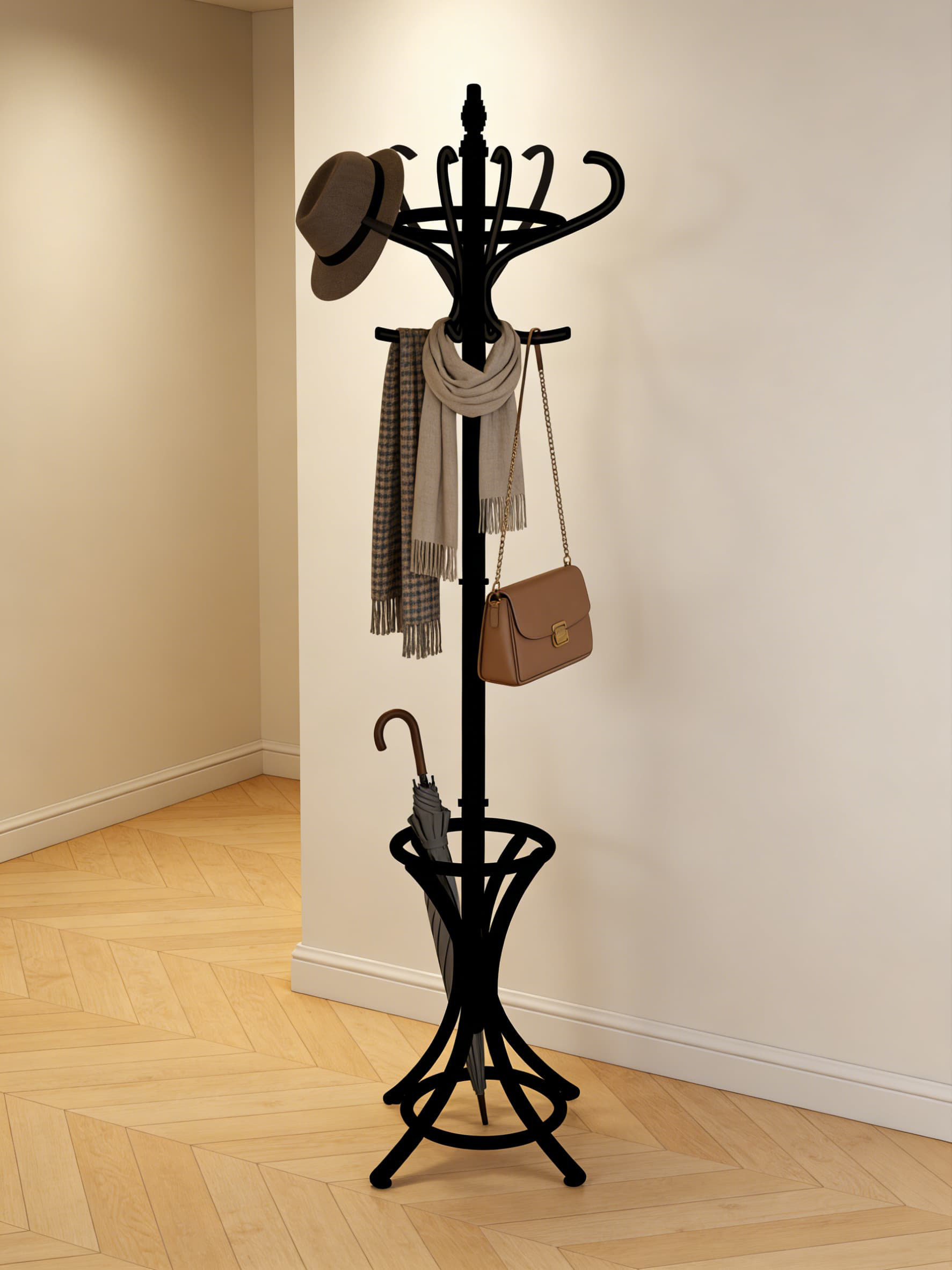 Red Barrel Studio® Floor Standing Hat And Coat Rack With Umbrella Stand ...