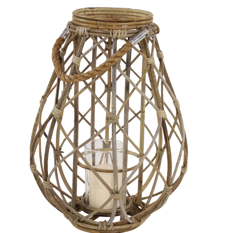 Lanterne en rotin tissée de taille supérieure tissée, Brun