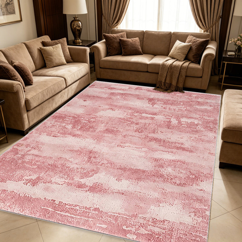 Pink Abstract carpet-easy to clean, machine-washable, soft and comfortable; suitable for door mats, kitchens, living rooms, bedrooms, corridors, and laundry areas. Easy to clean, durable carpet for home decoration.