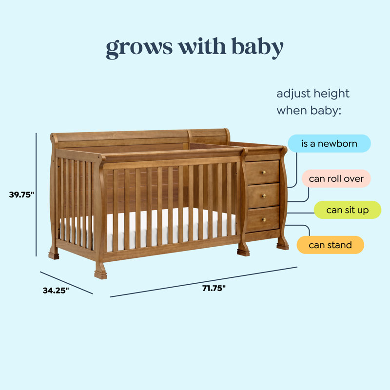Kalani Chestnut 4-in-1 Convertible Crib with Changer