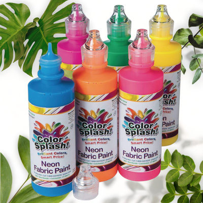 3D Neon Fabric Paint Set - 6 Colors, 4oz Bottles