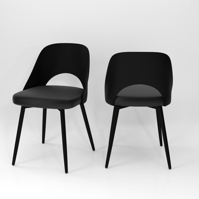 19''H Modern PU Leather Upholstered Side Dining Chair with Cutout Back Design