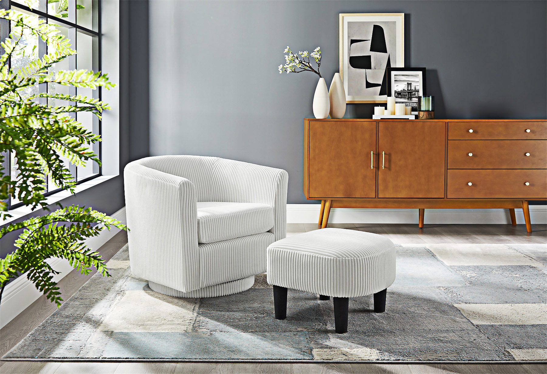Ebern Designs Modern Swivel Accent Chair with Ottoman - Wayfair Canada