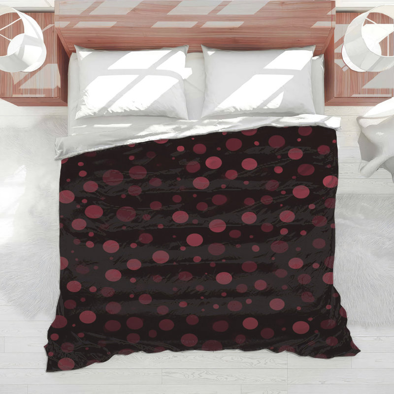 Édredon à pois moderne Mid Century, Édredon très grand, Motif à pois noirs