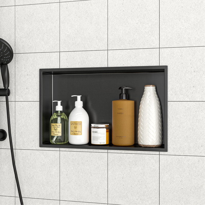 21" X 13" Stainless Steel Shower Niche, Gunmetal Black