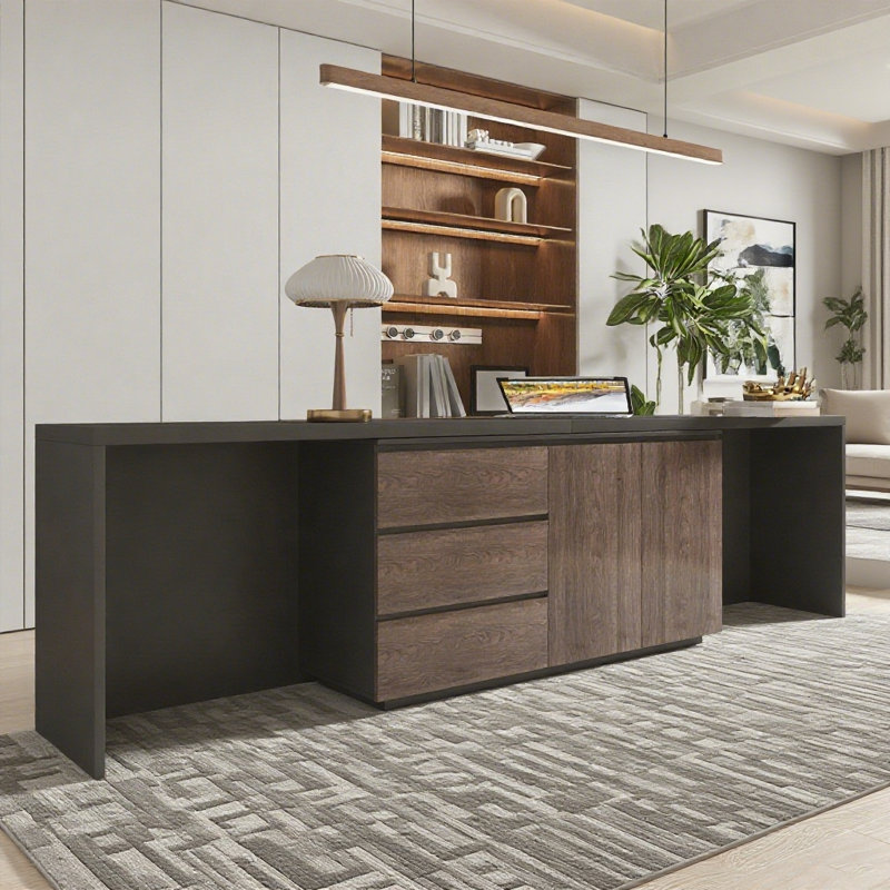Bureau modulaire moderne avec tiroirs et armoires de rangement cachés