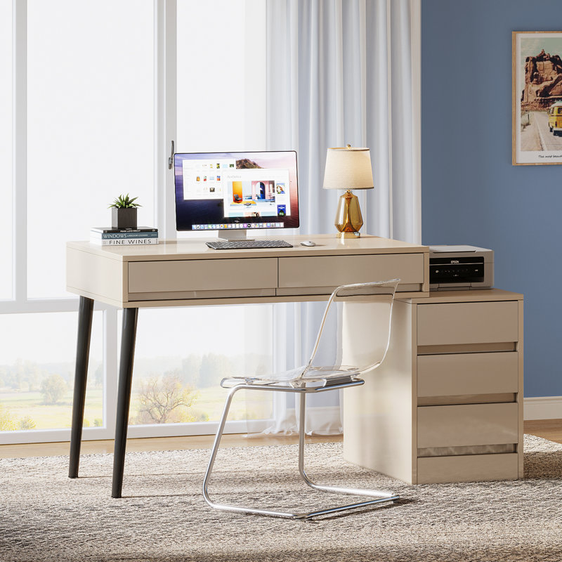 Bureau de coiffeuse réversible avec 5 tiroirs (sans miroir)