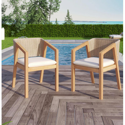 Ensemble de 2 chaises de patio pour l'extérieur en bois massif