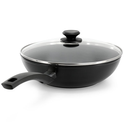 Oster Connelly 12 Inch Textured Nonstick Aluminum Wok with Lid in Black