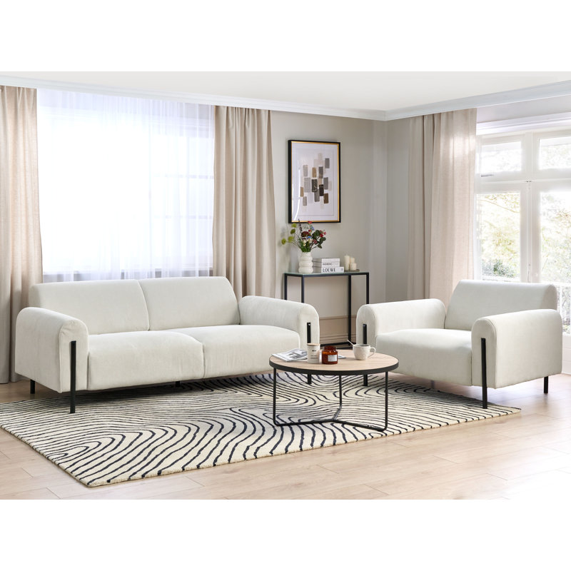 Saiyan 2 - Piece Living Room Set, White Corduroy