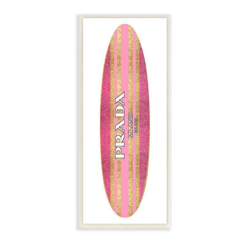 «Pink Sparkle Fashion Logo Glam Surfboard Design» par Madeline Blake - impression, Plaque murale, L 10 po x H 10 po