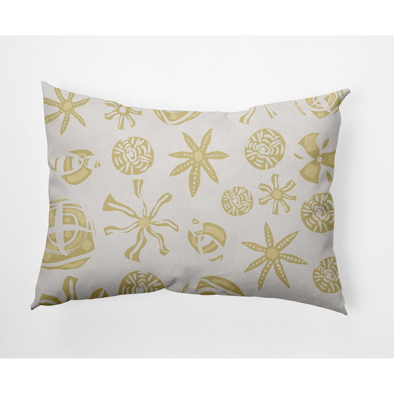 Geometric Outdoor Reversible Throw Pillow, Yellow