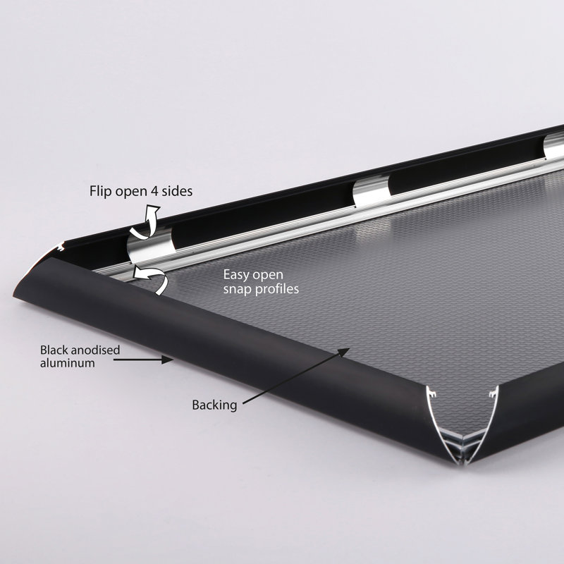 Black Aluminum 27x40 Inch Front-Loading Wall Picture Frame