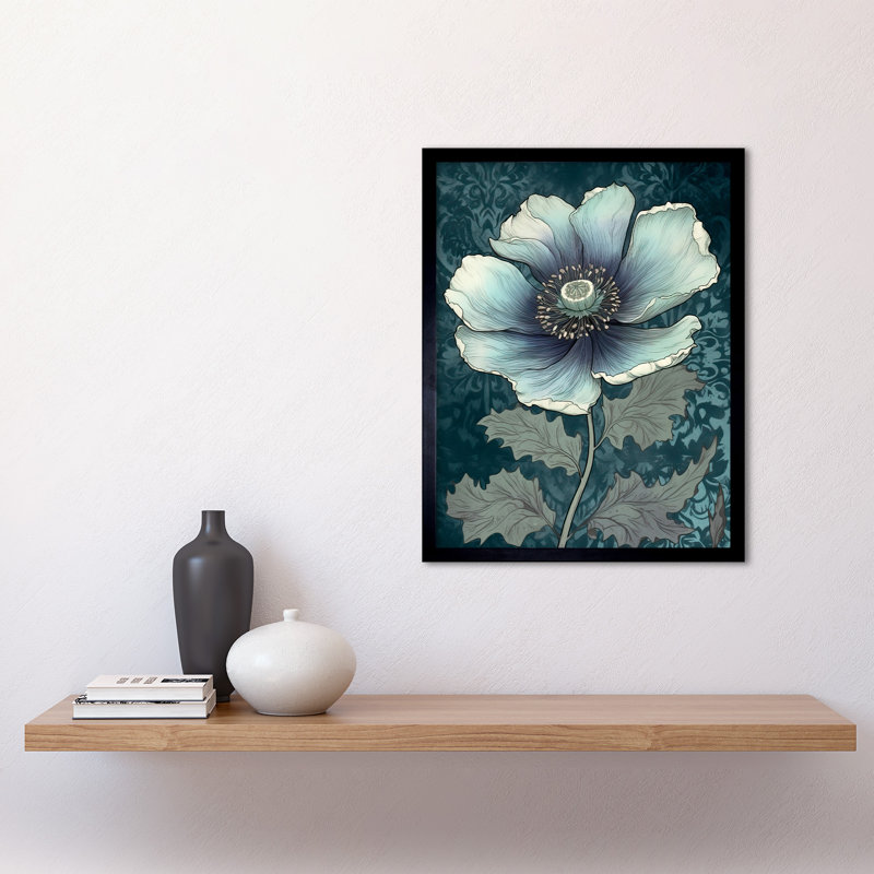 Thermopolis Anemone Flower Bloom Teal Blue - Single Picture Frame Print