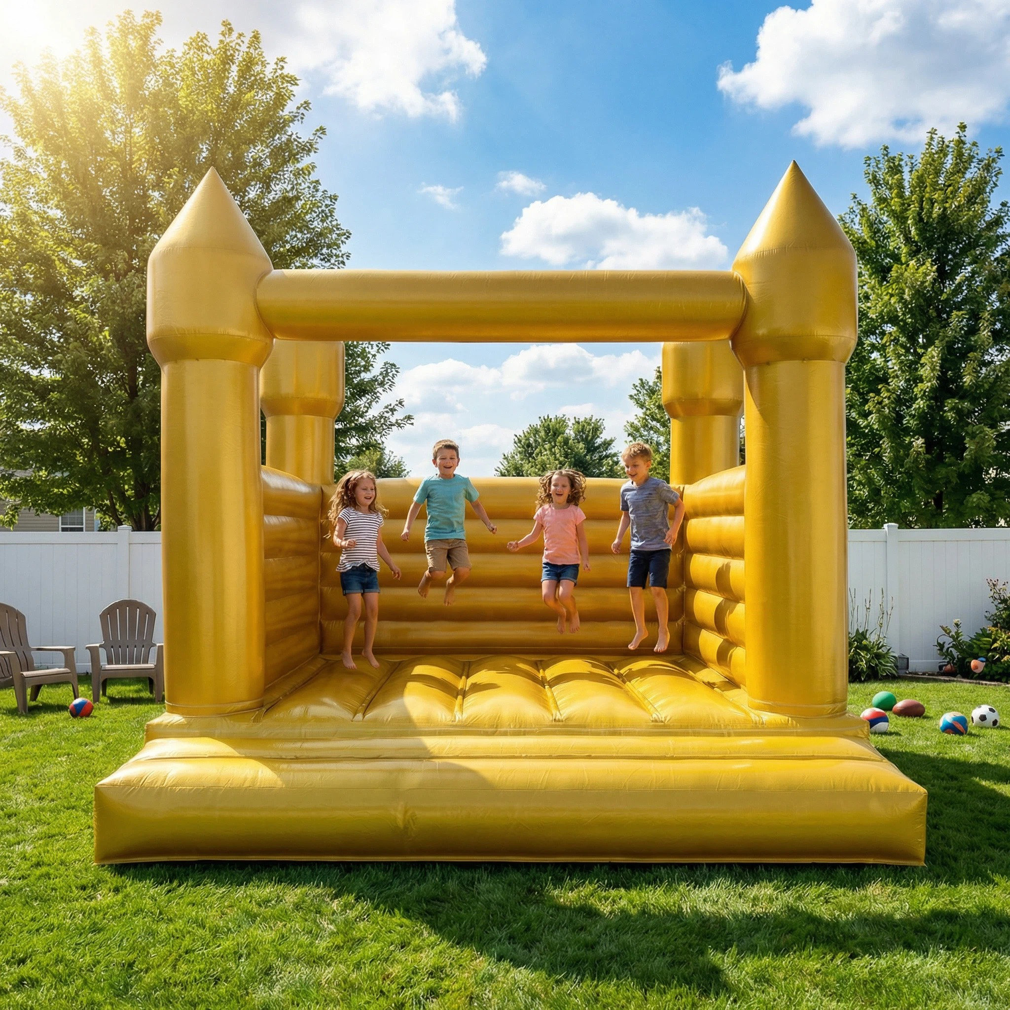 Connsann 13ft Large Gold Bounce House With Blower Commercial Grade 