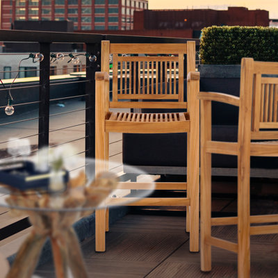 Kace Teak Outdoor 27.5'' Bar Stool