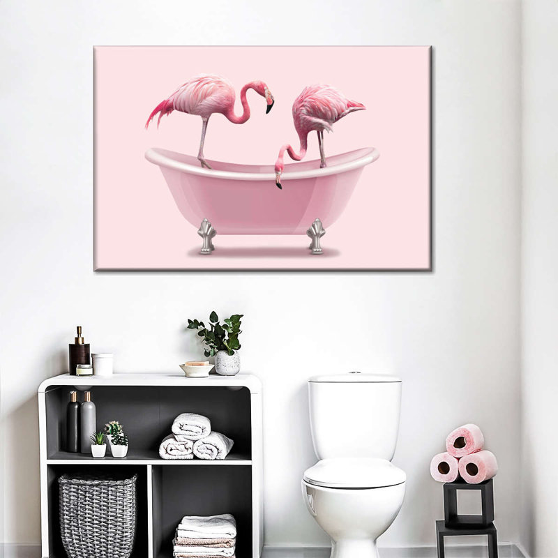 «Bathaign Animal», impression sur toile de flamants roses, H 34 po x l 51 po x P 1,25 po