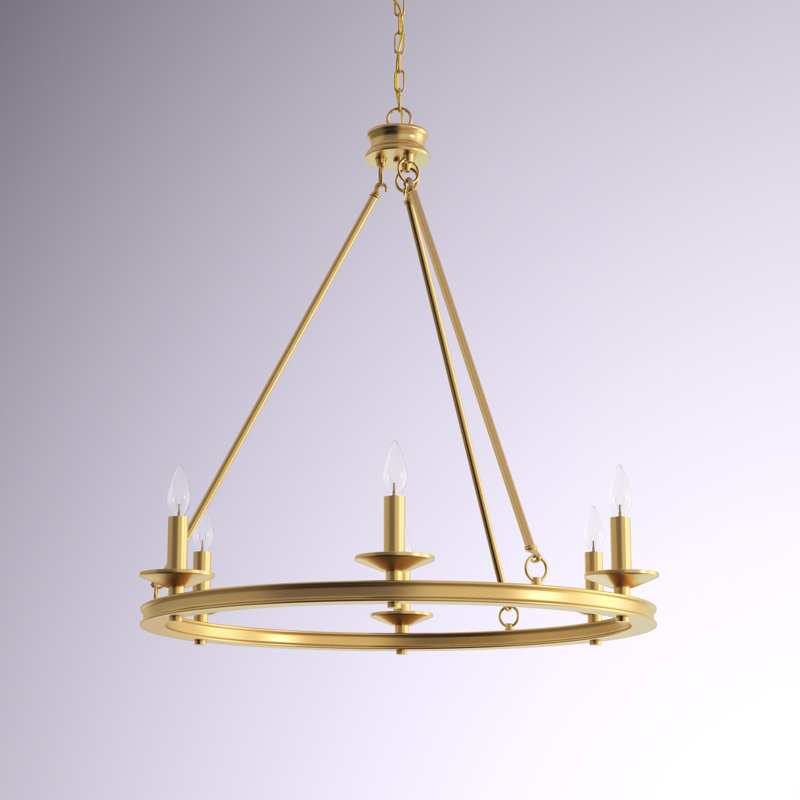 Lustre de style Crum style Mid-Century moderne de style roue de chariot de 25 pouces, Or